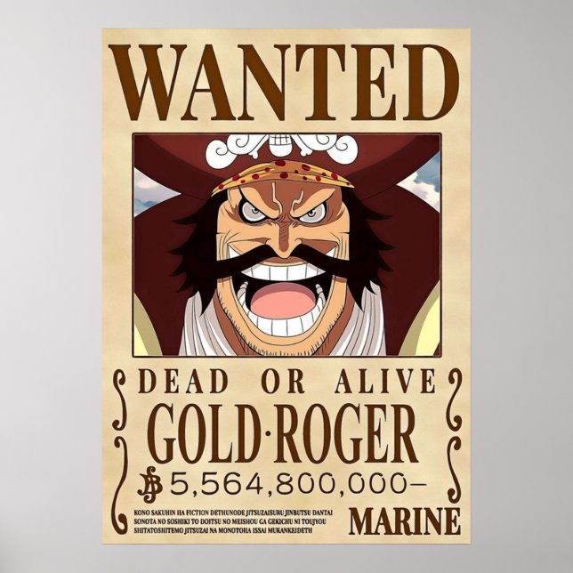 GOLD ROGER One Piece wanted Poster (Front)