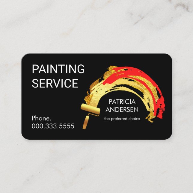 Gold Roller Brush Paint Splatter  Business Card (Front)