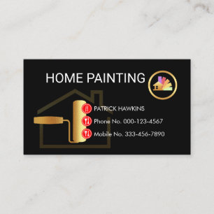 Gold Roller Brush Painting Button Icons Business Card