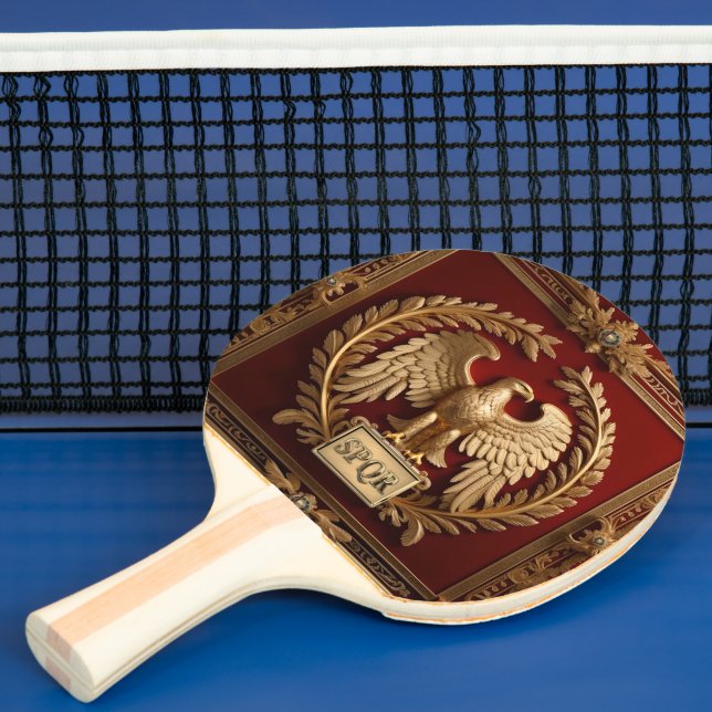 Gold Roman Imperial Eagle over Red No.4 Ping Pong Paddle (Insitu)