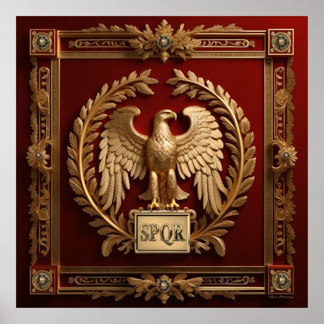 Gold Roman Imperial Eagle over Red No.4 Poster (Front)