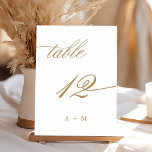 Gold Romantic Calligraphy Wedding Number 12, Table Number<br><div class="desc">Table 12. Please check all available numbers. | Romantic and elegant swirly calligraphy wedding table number with monograms.  For more advanced customisation of this design,  please click the BLUE DESIGN TOOL BUTTON above!</div>