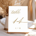 Gold Romantic Calligraphy Wedding Number 14, Table Number<br><div class="desc">Table 14. Please check all available numbers. | Romantic and elegant swirly calligraphy wedding table number with monograms.  For more advanced customisation of this design,  please click the BLUE DESIGN TOOL BUTTON above!</div>