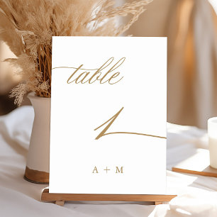 Gold Romantic Calligraphy Wedding Number 1,   Table Number