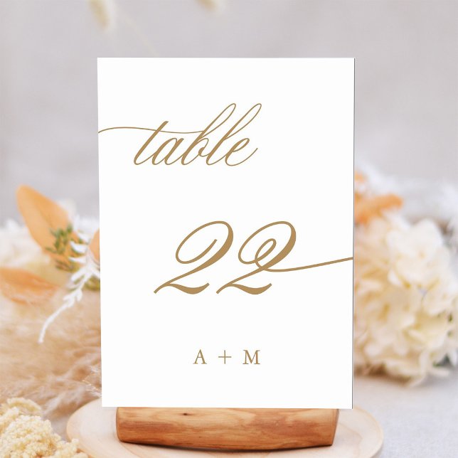 Gold Romantic Calligraphy Wedding Number 22, Table Number (Creator Uploaded)