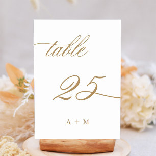 Gold Romantic Calligraphy Wedding Number 25, Table Number