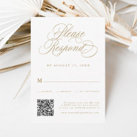 Gold Romantic Calligraphy Wedding QR Code 