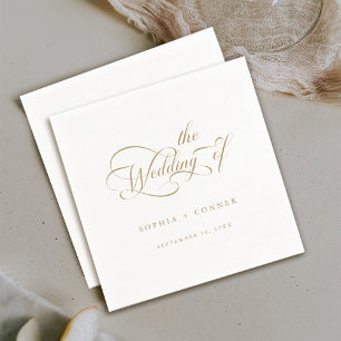 Gold Romantic Classy Calligraphy Wedding Napkin