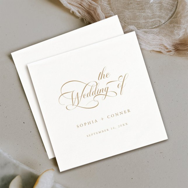 Gold Romantic Classy Calligraphy Wedding  Napkin (Creator Uploaded)