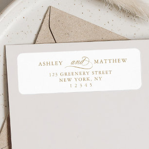 Gold Romantic Swirly Calligraphy Return Address Label