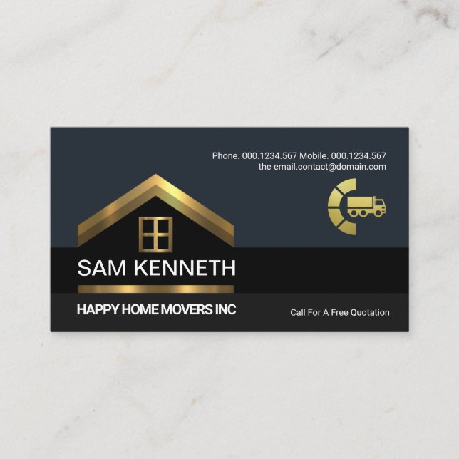 Gold Roof Window Building Home Moving Transport Business Card (Front)