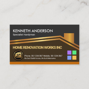 Gold Rooftop Frame Construction Contractor Business Card