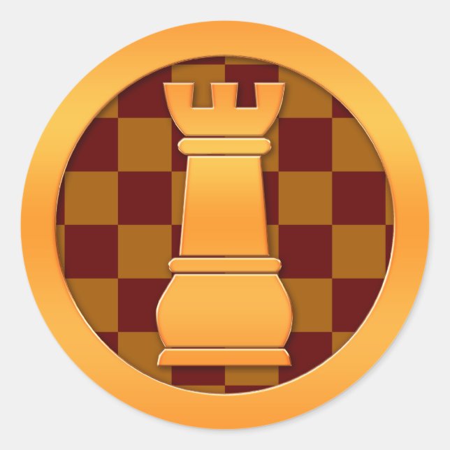 Gold Rook Chess Piece Classic Round Sticker (Front)