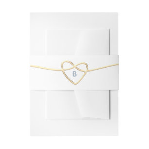 Gold Rope Heart Wedding Belly Band Invitation Belly Band
