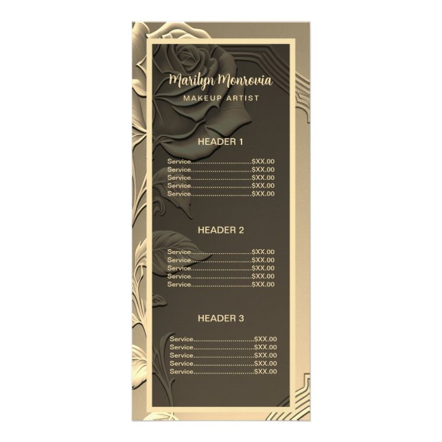 Gold Rose Beauty Salon Rack Card (Front)