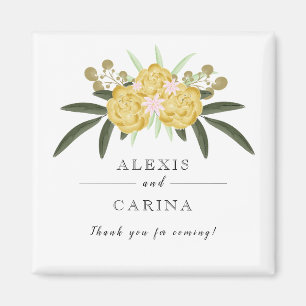 Gold Rose & Botanical Leaves Magnet