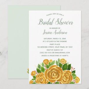 Gold Rose Bridal Shower Invitation