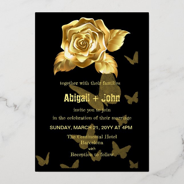 Gold Rose Butterfly wedding  (Front)