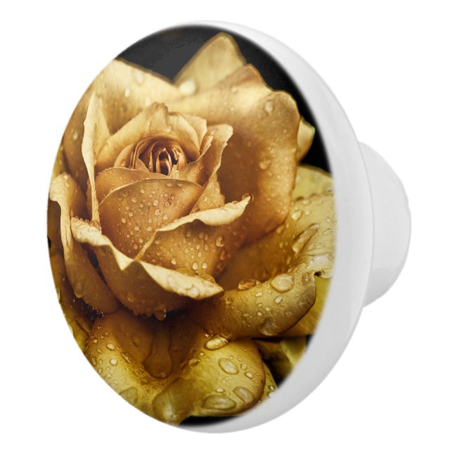 Gold Rose Ceramic Knob (Right)
