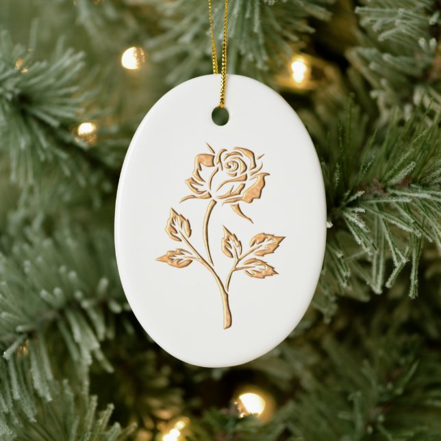 Gold Rose Ceramic Ornament (Tree)