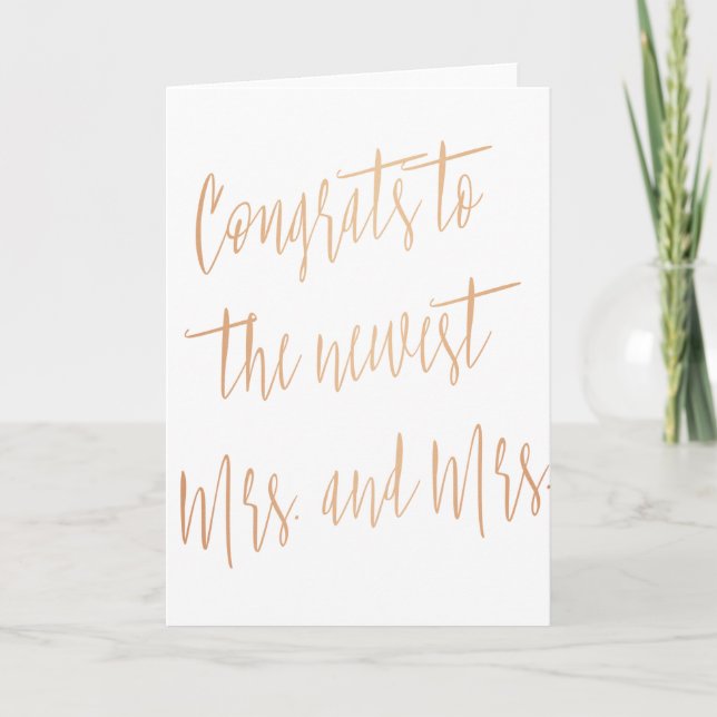 Gold Rose "Congrats to the news Mrs. and Mrs." Card (Front)