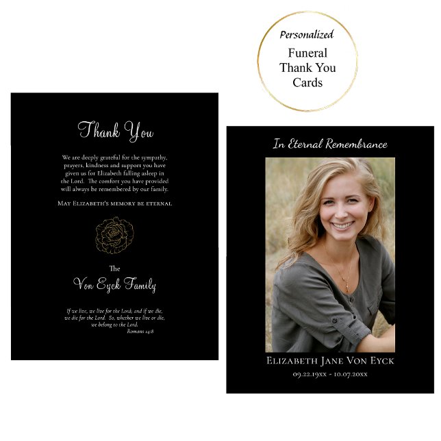 Gold Rose Elegant Photo Orthodox Memorial          Thank You Card (Creator Uploaded)