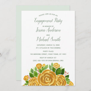 Gold Rose Engagement Party Invitation