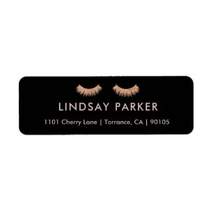 Gold Rose Eyelash Makeup Return Address Labels