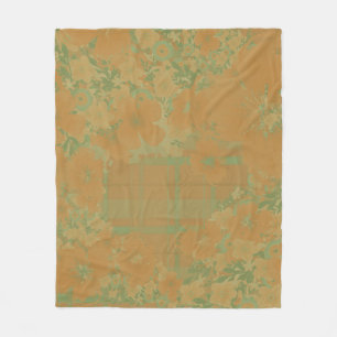 Gold & Rose Floral & Plaid Fleece Blanket
