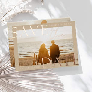 Gold Rose Foil Photo Save the Date Card