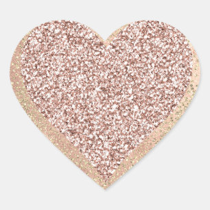 Gold Rose Glitter Girly Blush Lux Heart Blush Heart Sticker