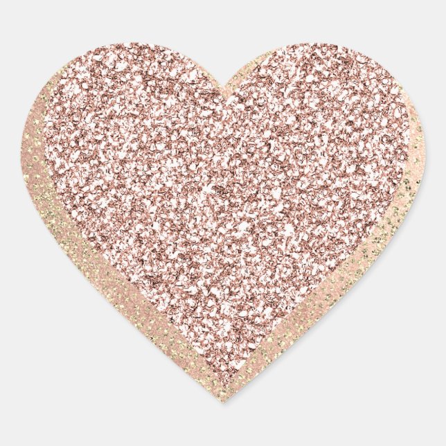 Gold Rose Glitter Girly Blush Lux Heart Blush Sticker (Front)