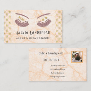 Gold & Rose Gold Glitter Eyelashes & Photo Business Card
