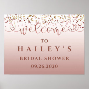 Gold Rose Gold Pink Champagne Bridal Shower Sign