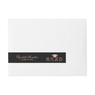 Gold Rose Graduation Cap Elegant Grad Wraparound Address Label