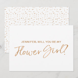 Gold Rose Lettered "Will you be my flower girl" Invitation