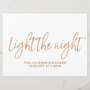 Gold Rose "Light the Night" Sparkles Sign Invitation