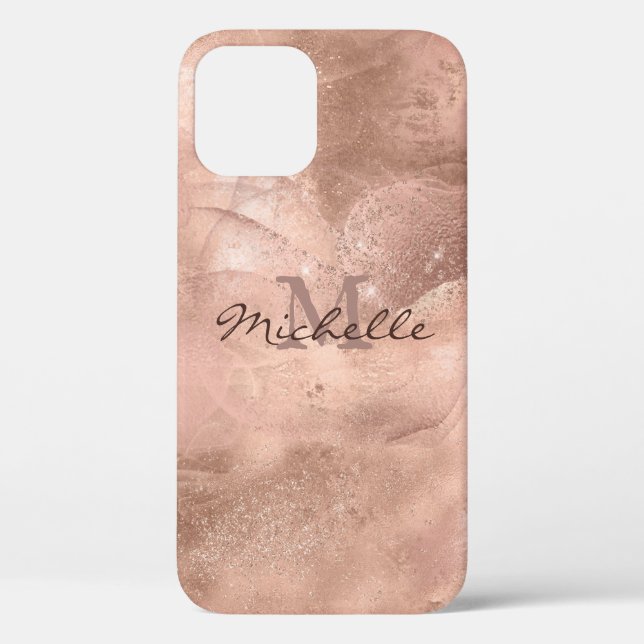 Gold Rose Marble -  Elegant Monogram Case-Mate iPhone Case (Back)