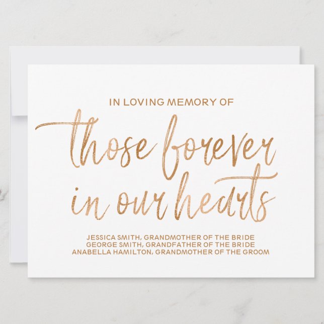 Gold Rose Memorial Sign | Stylish Lettered Announcement (Front)