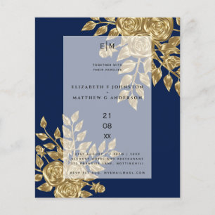 Gold Rose Metallic Wedding Invitations