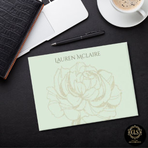 Gold Rose Mint Green Minimalist Name Post-it Notes