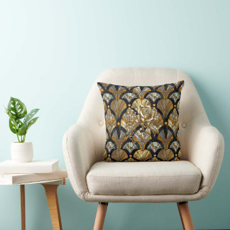 Gold Rose on Glass Cushion
