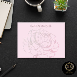 Gold Rose on Pink Elegant Name Notes 