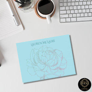 Gold Rose on Teal Minimalist Name Post-it Notes