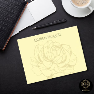 Gold Rose on Yellow Minimalist Name Post-it Notes
