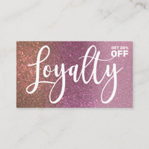 Gold Rose Pink Triple Glitter Ombre Typography Loyalty Card