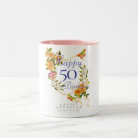 Gold Rose Ribbon 50th Birthday
