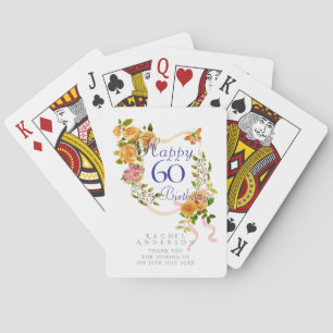 Gold Rose Ribbon 60th Birthday Playing Cards