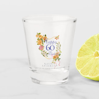 Gold Rose Ribbon 60th Birthday Shot Glass