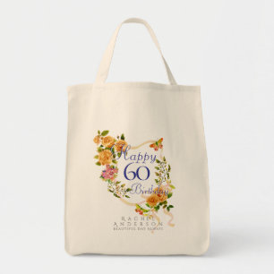 Gold Rose Ribbon 60th Birthday Tote Bag